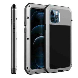 For iPhone 12 Pro Max Shockproof Waterproof Silicone + Zinc Alloy Protective Case(Silver)