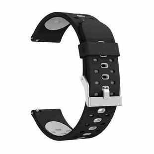 For Samsung Galaxy Watch 3 41mm Three Row Holes Silicone Watch Band(Black Grey)