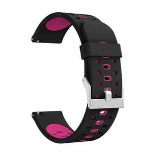 For Samsung Galaxy Watch 3 41mm Three Row Holes Silicone Watch Band(Black Rose Red)