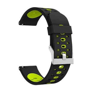 For Samsung Galaxy Watch 3 41mm Three Row Holes Silicone Watch Band(Black Fluorescent Green)