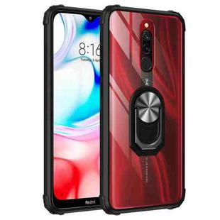 For Xiaomi Redmi 8A Shockproof Transparent TPU + Acrylic Protective Case with Ring Holder(Black and Silver)