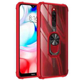 For Xiaomi Redmi 8A Shockproof Transparent TPU + Acrylic Protective Case with Ring Holder(Red)