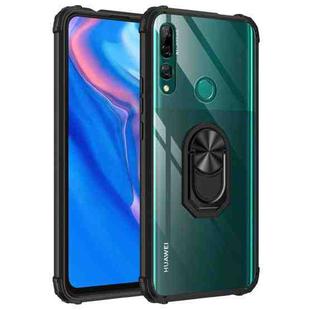 For Huawei Y9 Prime (2019) Shockproof Transparent TPU + Acrylic Protective Case with Ring Holder(Black)