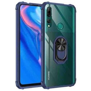 For Huawei Y9 Prime (2019) Shockproof Transparent TPU + Acrylic Protective Case with Ring Holder(Blue)