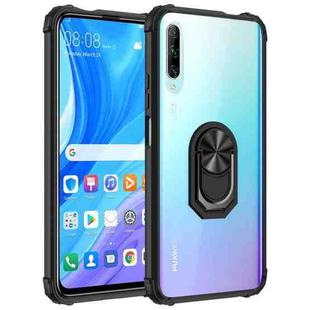 For Huawei Y9s Shockproof Transparent TPU + Acrylic Protective Case with Ring Holder(Black)