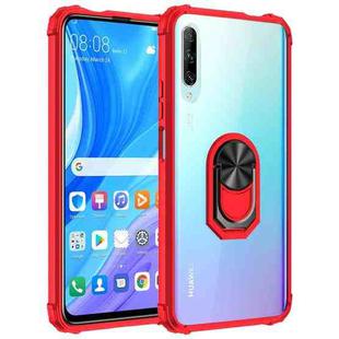For Huawei Y9s Shockproof Transparent TPU + Acrylic Protective Case with Ring Holder(Red)