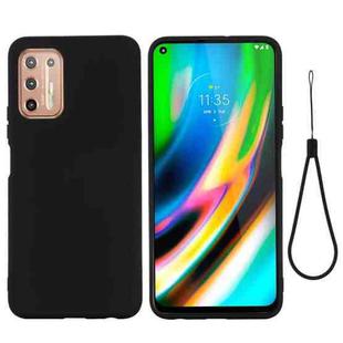 For Motorola Moto G9 Plus Pure Color Liquid Silicone Shockproof Full Coverage Case(Black)