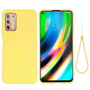 For Motorola Moto G9 Plus Pure Color Liquid Silicone Shockproof Full Coverage Case(Yellow)