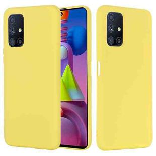 For Samsung Galaxy M51 (Indian Version) Pure Color Liquid Silicone Shockproof Full Coverage Case(Yellow)