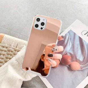 For iPhone 12 / 12 Pro TPU + Acrylic Four Drop Luxury Plating Mirror Phone Case Cover(Rose Gold)