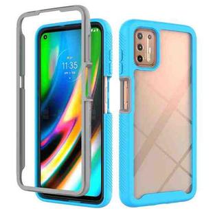 For Motorola Moto G9 Plus Starry Sky Solid Color Series Shockproof PC + TPU Protective Case(Light Blue)