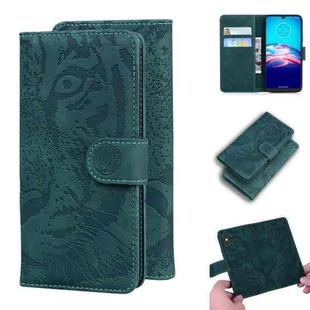 For Motorola Moto E6s 2020 Tiger Embossing Pattern Horizontal Flip Leather Case with Holder & Card Slots & Wallet(Green)