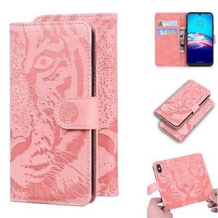 For Motorola Moto G9 Play / E7 Plus Tiger Embossing Pattern Horizontal Flip Leather Case with Holder & Card Slots & Wallet(Pink)