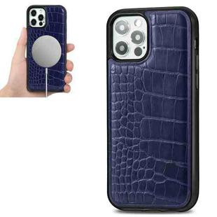 For iPhone 12 mini Crocodile Texture Embossing Magnetic PU + TPU Protective Magsafe Case (Blue)
