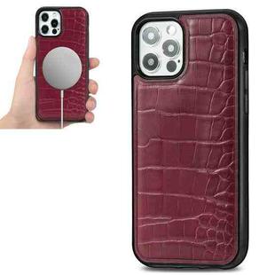 For iPhone 12 Pro Max Crocodile Texture Embossing Magnetic PU + TPU Protective Magsafe Case(Red)