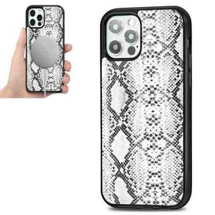 For iPhone 12 mini Python Texture Embossing Magnetic PU + TPU Protective Magsafe Case (White)