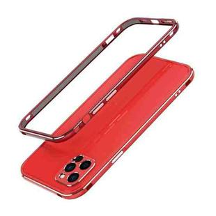 For iPhone 12 Aurora Series Lens Protector + Metal Frame Protective Case(Red)