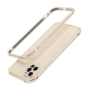 For iPhone 12 Aurora Series Lens Protector + Metal Frame Protective Case(Gold)