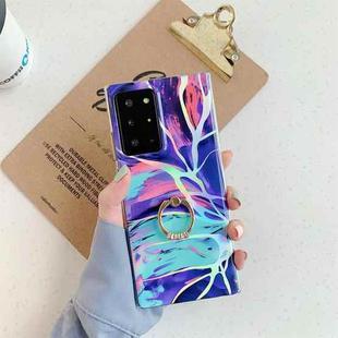 For Samsung Galaxy A71 5G Laser Marble Pattern TPU Protective Case with Ring Holder(Purple Cloud)