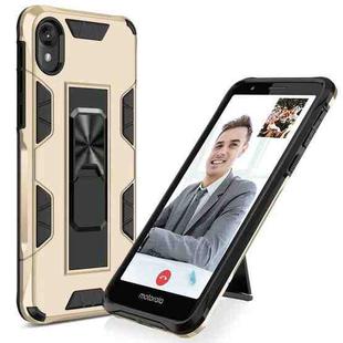 For Motorola Moto E6 Soldier Armor Shockproof TPU + PC Magnetic Protective Case with Holder(Gold)