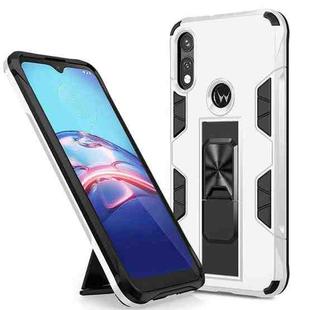For Motorola Moto E (2020) Soldier Armor Shockproof TPU + PC Magnetic Protective Case with Holder(White)