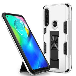 For Motorola Moto G Power Soldier Armor Shockproof TPU + PC Magnetic Protective Case with Holder(White)