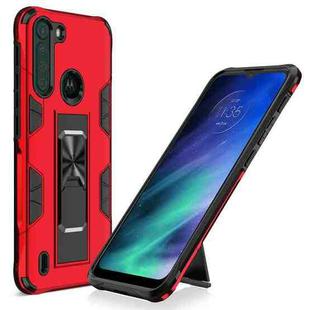 For Motorola One Fusion Soldier Armor Shockproof TPU + PC Magnetic Protective Case with Holder(Red)