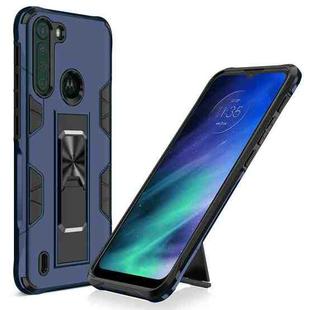 For Motorola One Fusion Soldier Armor Shockproof TPU + PC Magnetic Protective Case with Holder(Blue)