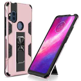 For Motorola One Hyper Soldier Armor Shockproof TPU + PC Magnetic Protective Case with Holder(Rose Gold)