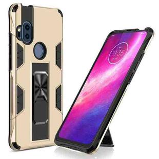 For Motorola One Hyper Soldier Armor Shockproof TPU + PC Magnetic Protective Case with Holder(Gold)