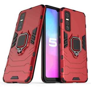 For vivo Y73s PC + TPU Shockproof Protective Case with Magnetic Ring Holder(Red)