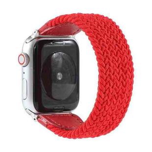 Nylon + Leather Braided Watch Band For Apple Watch Series 8&7 41mm / SE 2&6&SE&5&4 40mm / 3&2&1 38mm, Size:S(Red)