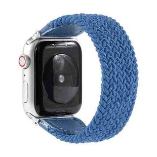 Nylon + Leather Braided Watch Band For Apple Watch Series 7 41mm / 6 & SE & 5 & 4 40mm / 3 & 2 & 1 38mm, Size:M(Blue)