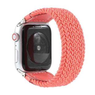 Nylon + Leather Braided Watch Band For Apple Watch Series 8&7 41mm / SE 2&6&SE&5&4 40mm / 3&2&1 38mm, Size:L(Rose Red)