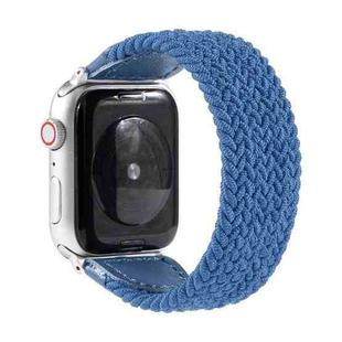 Nylon + Leather Braided Watch Band For Apple Watch Ultra 49mm / Series 8&7 45mm / SE 2&6&SE&5&4 44mm / 3&2&1 42mm, Size:S(Blue)
