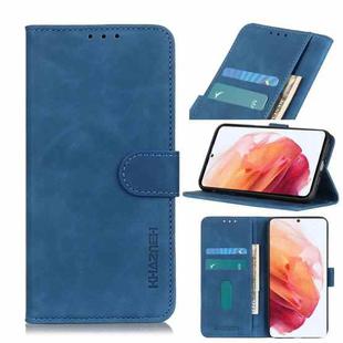 For Samsung Galaxy S21 5G KHAZNEH Retro Texture PU + TPU Horizontal Flip Leather Case with Holder & Card Slots & Wallet(Blue)