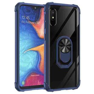 For Samsung Galaxy A10e Shockproof Transparent TPU + Acrylic Protective Case with Ring Holder(Blue)