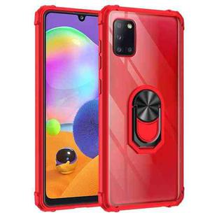 For Samsung Galaxy A31 Shockproof Transparent TPU + Acrylic Protective Case with Ring Holder(Red)