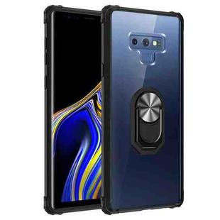 For Samsung Galaxy Note9 Shockproof Transparent TPU + Acrylic Protective Case with Ring Holder(Silver Black)