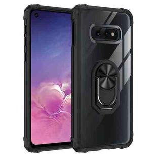 For Samsung Galaxy S10E Shockproof Transparent TPU + Acrylic Protective Case with Ring Holder(Black)