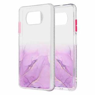 For Xiaomi Mi Poco X3 / NFC Marble Pattern Glittery Powder Shockproof TPU Case with Detachable Buttons(Purple)