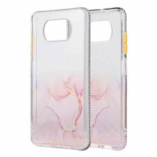 For Xiaomi Mi Poco X3 / NFC Marble Pattern Glittery Powder Shockproof TPU Case with Detachable Buttons(Pink)