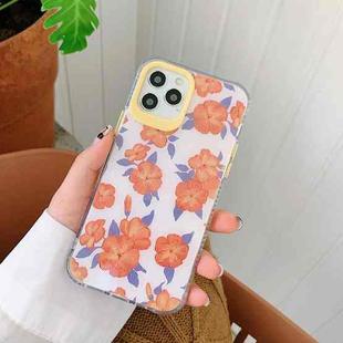 For iPhone 12 / 12 Pro Orange Flower Pattern Shockproof Protective Case