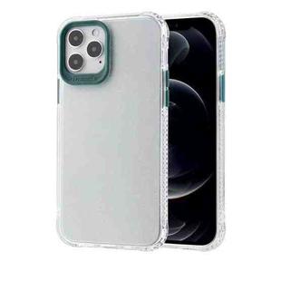 Transparent Glitter Powder TPU + PC Case with Detachable Buttons For iPhone 12 / 12 Pro(Dark Green)