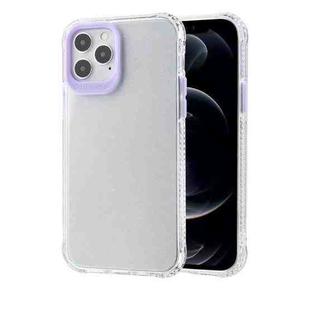 Transparent Glitter Powder TPU + PC Case with Detachable Buttons For iPhone 12 / 12 Pro(Light Purple)