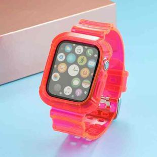 Transparent TPU Integrated Watch Band For Apple Watch Series 7 41mm / 6 & SE & 5 & 4 40mm / 3 & 2 & 1 38mm(Rose Red)