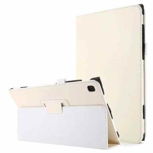 For Samsung Galaxy Tab A7 10.4 (2020) T500 Litchi Texture Horizontal Flip Solid Color Leather Case with Holder(White)