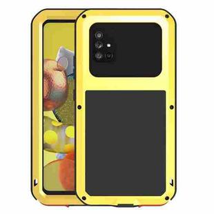 For Samsung Galaxy A51 5G LOVE MEI Metal Shockproof Waterproof Dustproof Protective Case with Glass(Yellow)