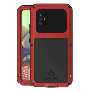 For Samsung Galaxy A71 5G LOVE MEI Metal Shockproof Waterproof Dustproof Protective Case with Glass(Red)