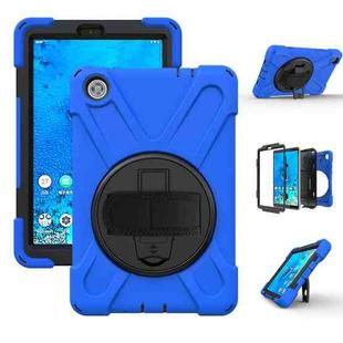 For Lenovo Tab M8 Shockproof Colorful Silicone + PC Protective Case with Holder & Hand Grip Strap & Shoulder Strap(Blue)